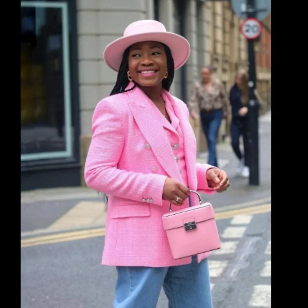 Zara Pink Double Breasted Textured Blazer Jacket  Size XS - Picture 11 of 14